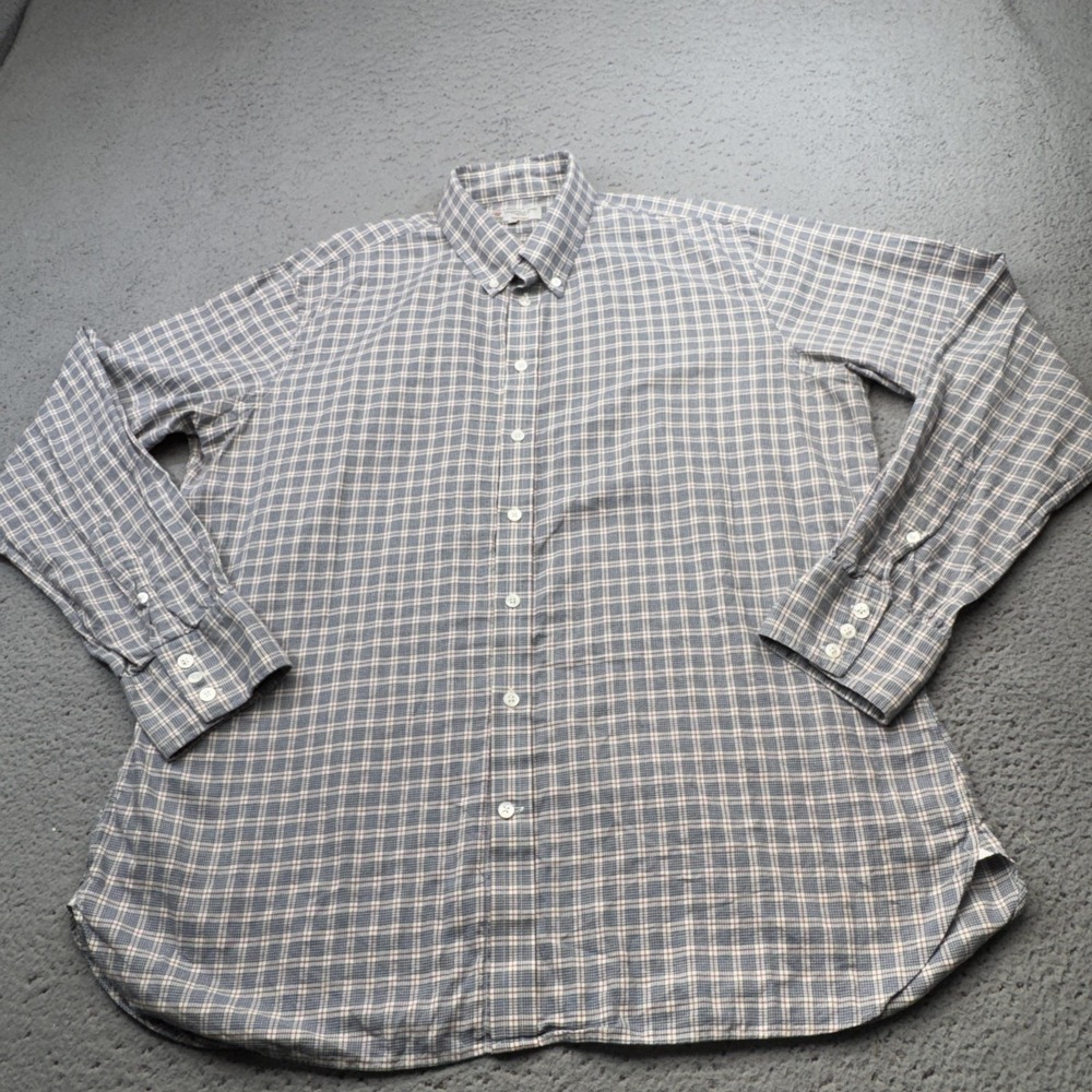 Turnbull & Asser Shirt Men XL Blue Plaid Check England Button Informalist Luxury
